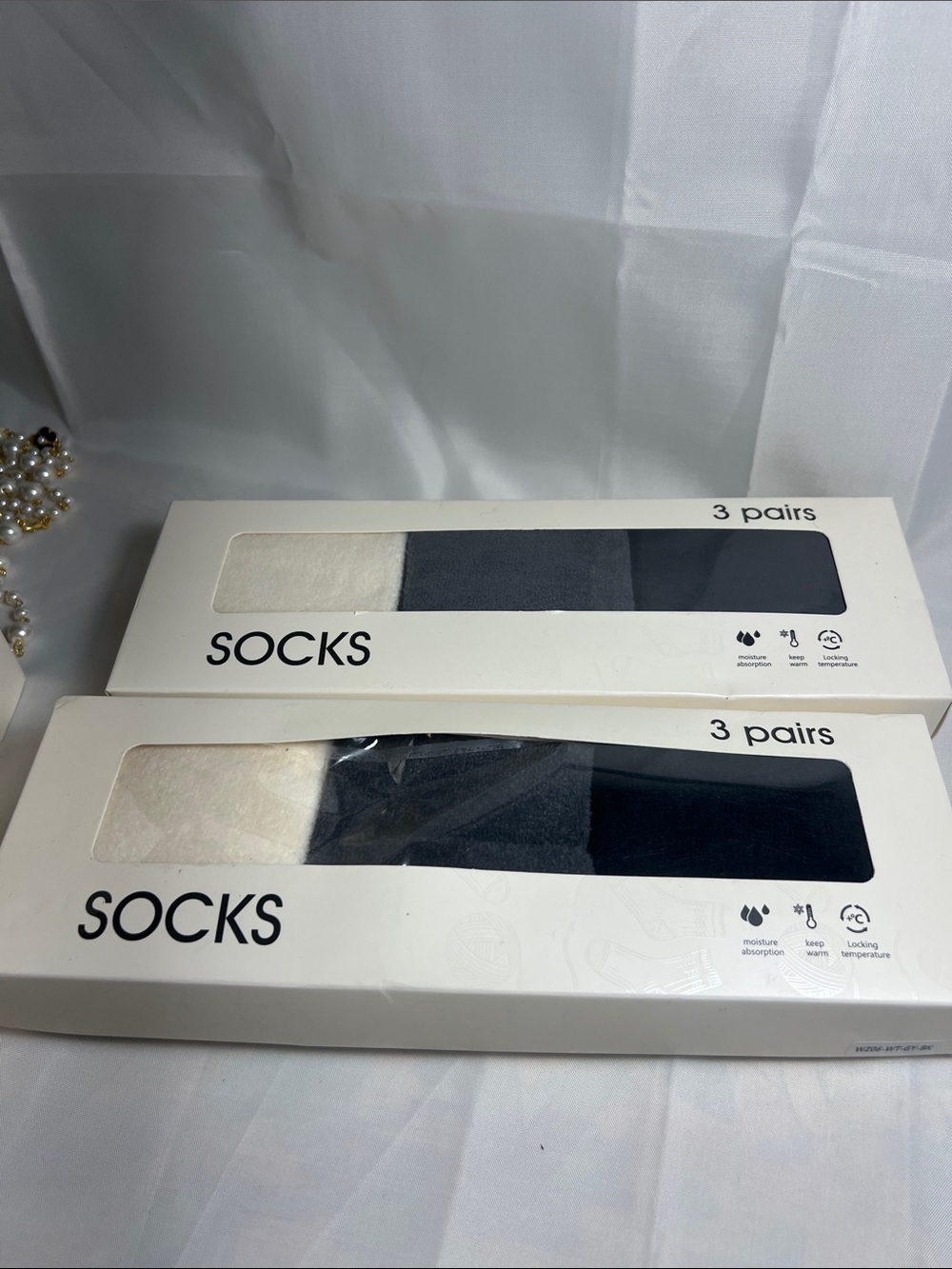 3-Pack Women's Crew Socks - Cream, Gray, Black